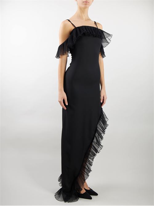 Asymmetrical dress with tulle rouches Alberto Audenino ALBERTO AUDENINO | abito en | CARRIE99